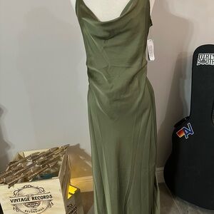 GUESS NWT gorgeous Olive Maxi Dress with cut on bias-very flattering Size XL